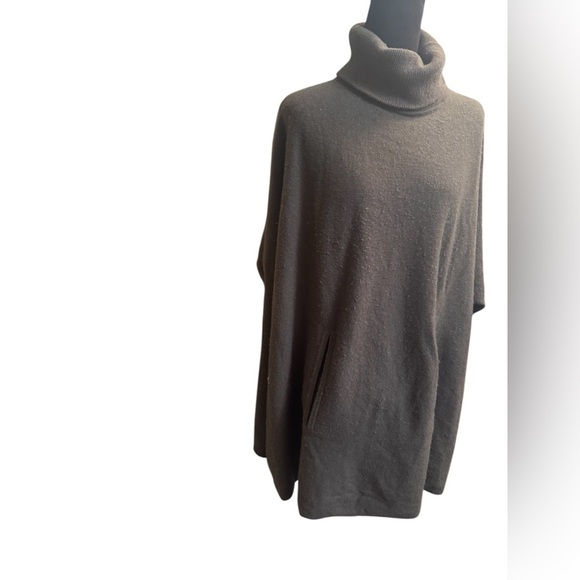 CASHMERE WOOL GARNET HILL Oversized Turtleneck Sweater Brown Pockets Cozy Luxury - Picture 8 of 15